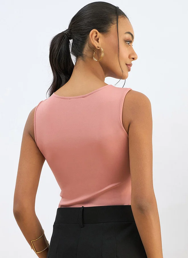 SASSAFRAS Pink Sleeveless Bodysuit for Women