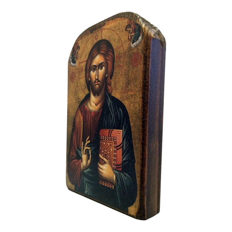Iconsgr Handmade Wooden Greek Christian Orthodox Mount Athos Icon of Jesus Christ /Mp2_5 - Image 2