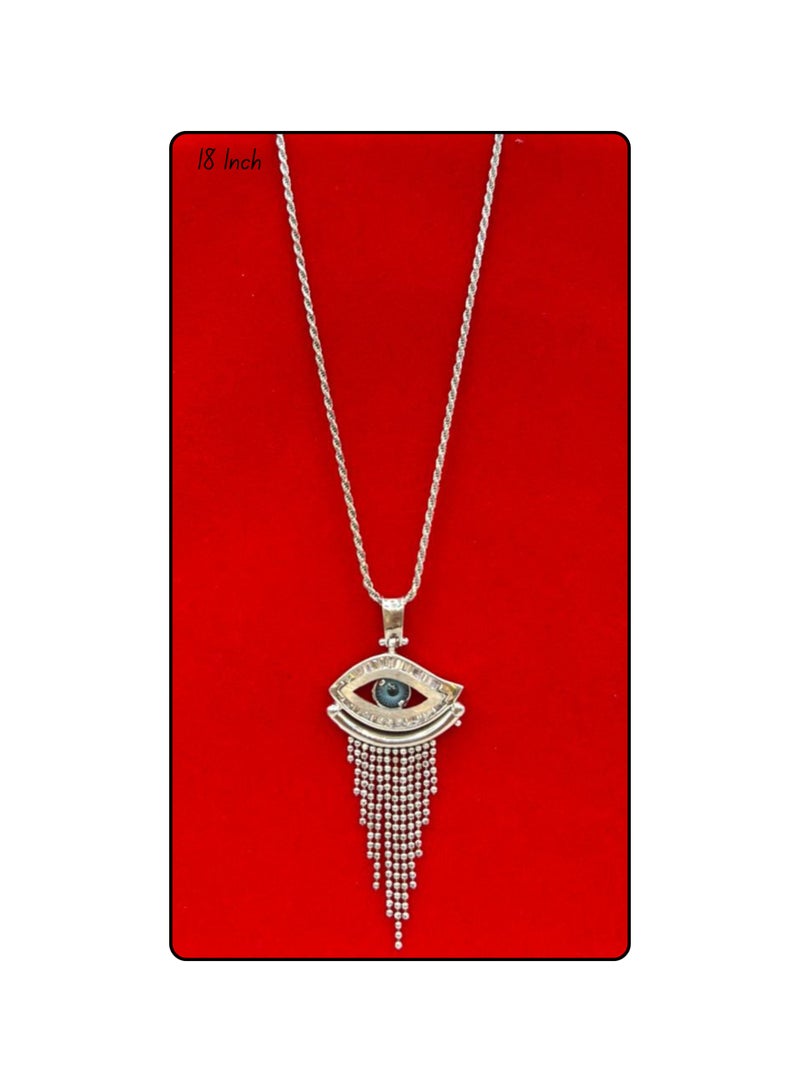 Armaaj Sterling Silver Evil Eye Fringe Necklace - Image 1