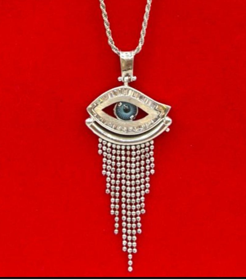 Armaaj Sterling Silver Evil Eye Fringe Necklace - Image 2