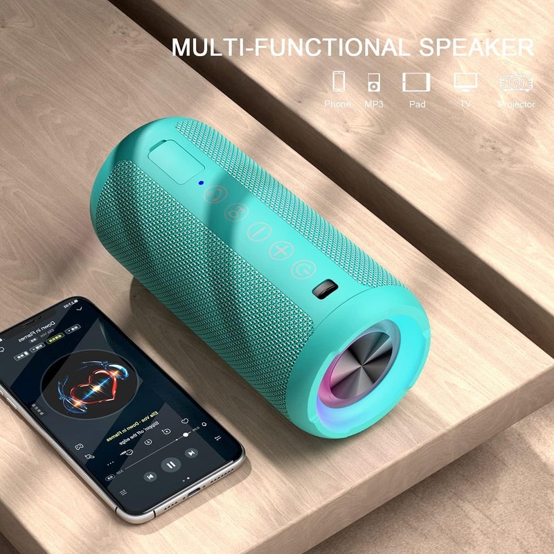 Ortizan X10 - Portable Bluetooth Speaker with Bluetooth 5.3, Waterproof, IPX7, with Light, Up to 30 Hours Playtime, 3 Bass Hi-Fi Stereo Sound Effects, Hands-Free, Microphone with AUX, TF - Image 2