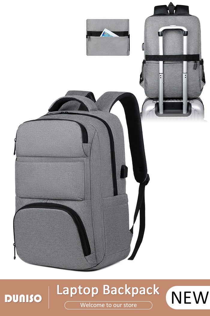 DUNISO 15.6 Inch Laptop Backpack for Men and Women Anti-Theft Waterproof Computer Bag with USB Charging Port Large Capacity College School Backpack for Travel and Work - Image 1