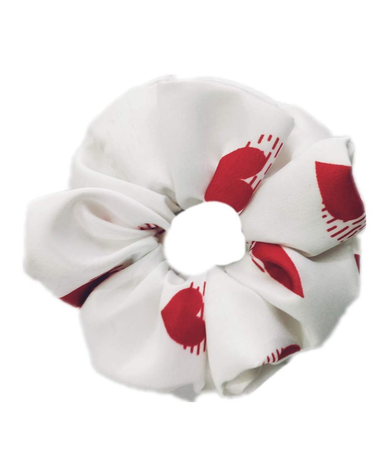 IBDA IBDA Valentine Special Falling Hearts Pack of 02 Hair Scrunchies Solid Colour Hair Ties HandmadeHead Accessories Adjustable Size  - Image 3