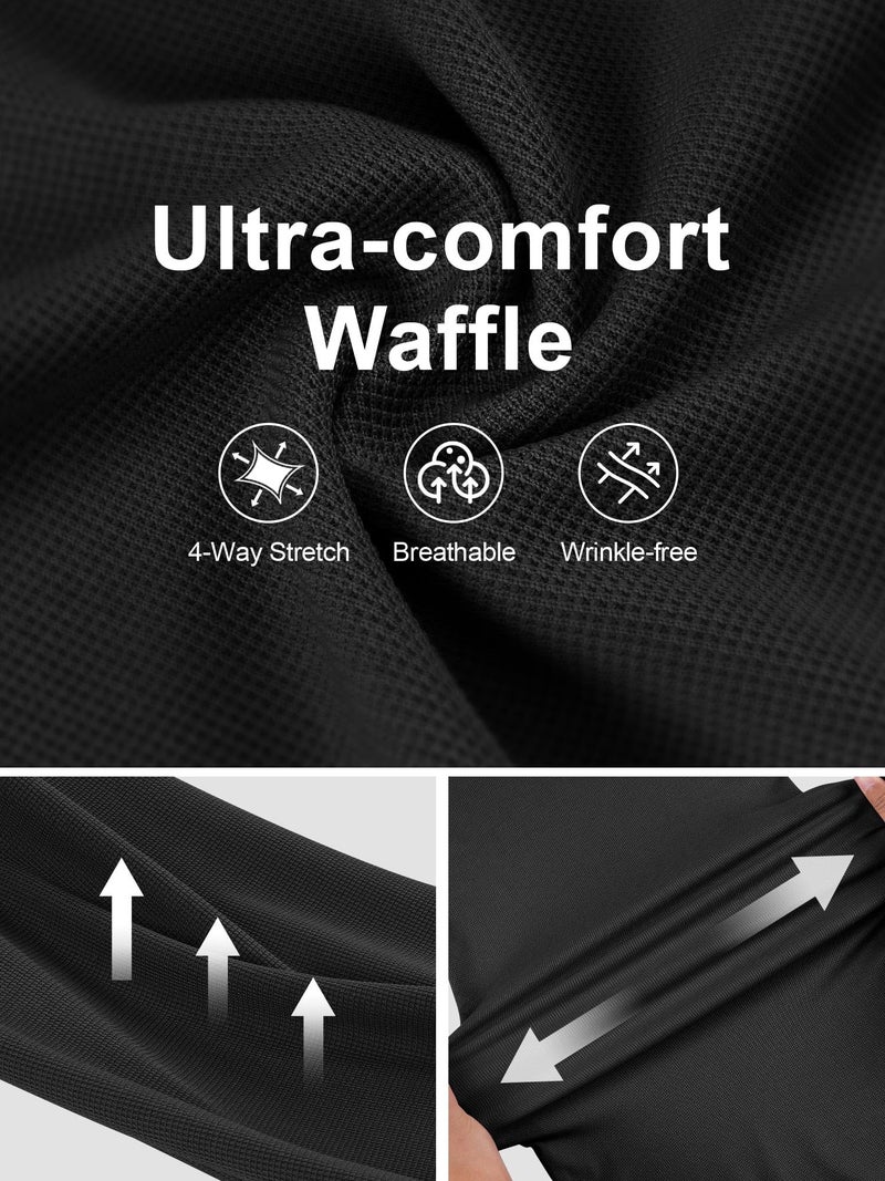 AVAMO Slacks for Women Dress Pants Stretchy Work Pants Wide Leg High Waisted Business Casual Trousers with Pockets Waffle Black - Image 2