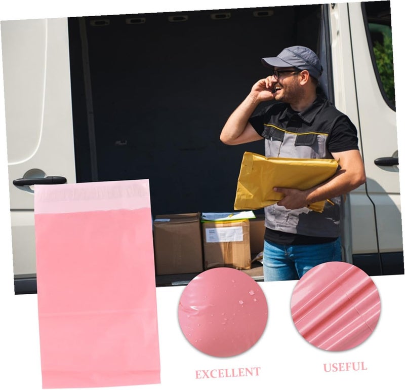 SUPVOX 100 Pcs Pink Waterproof Shipping Mailers 17x30 Cm Thickened Self-seal Packaging Bags for Small Business Clothing Mailing and Transport - Image 5