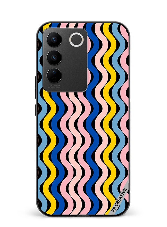 VR CREATIVE Protective Case Cover For Vivo V27 Pro Retro Vintage Waves Groove Design Multicolour  - Image 1