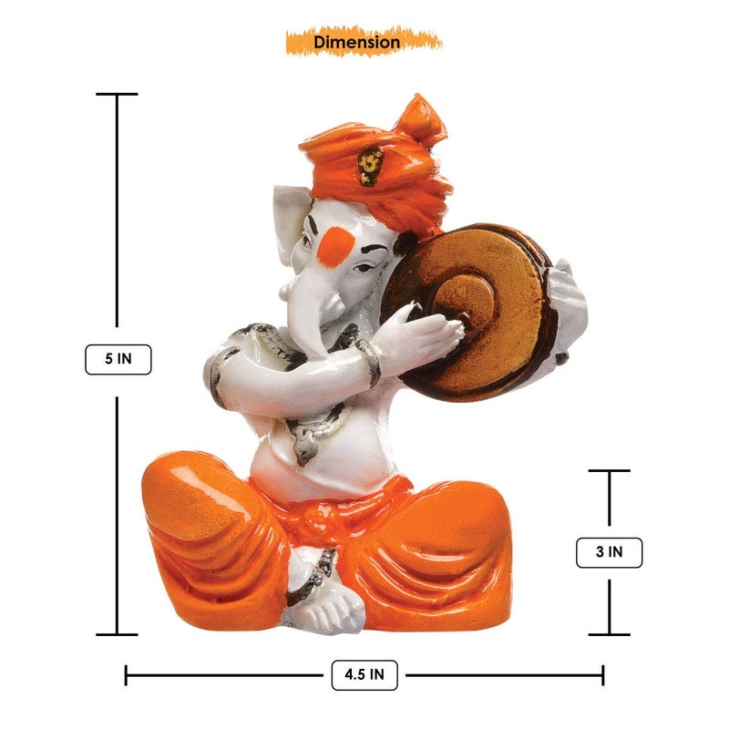 Aadaa Musical Ganesha Polyresin Figurine 75x14x75 in Multicolor - Image 3