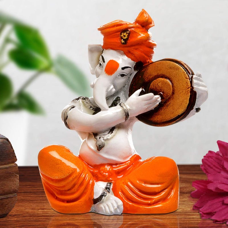 Aadaa Musical Ganesha Polyresin Figurine 75x14x75 in Multicolor - Image 1