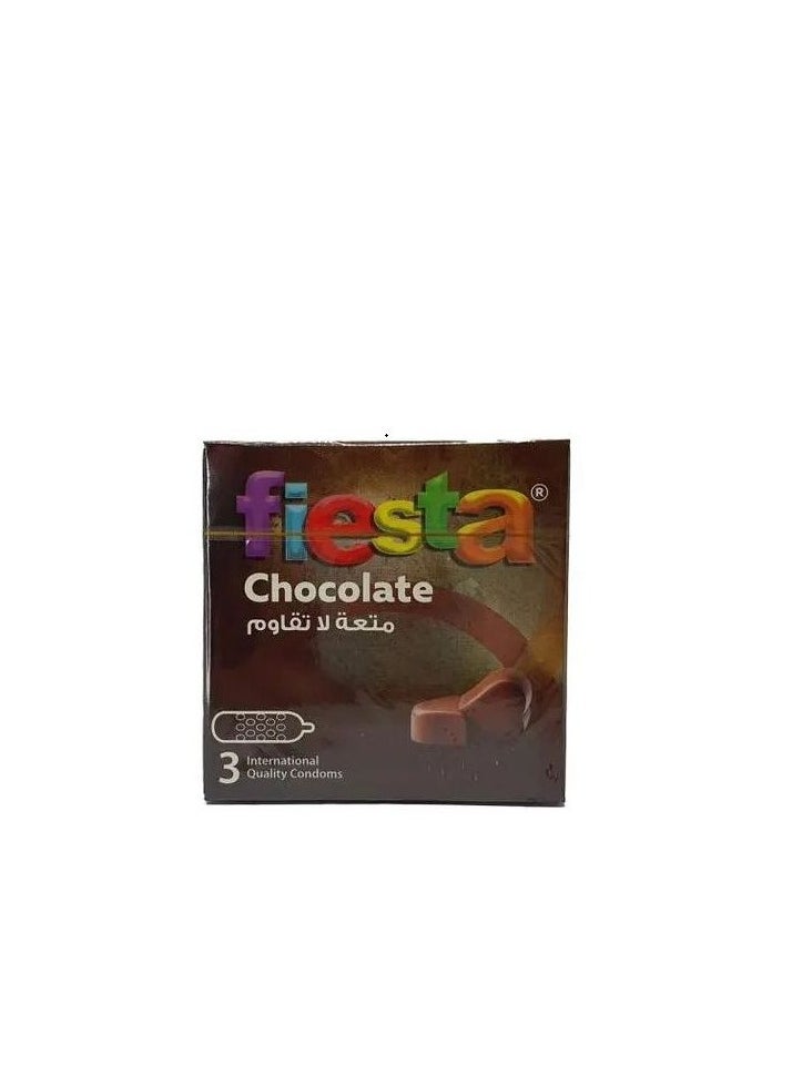 FIESTA - Chocolate Condoms - Dotted & Flavored - 4 Packs Of 3 - Image 1