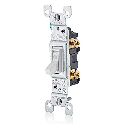 Leviton 15 Amp, 120 Volt, Toggle Framed Single-Pole AC Quiet Switch, Residential Grade, Grounding, 10-Pack, 1451-2WM, White - Image 2