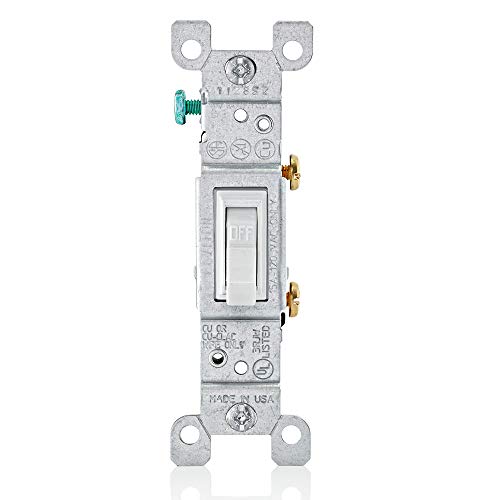 Leviton 15 Amp, 120 Volt, Toggle Framed Single-Pole AC Quiet Switch, Residential Grade, Grounding, 10-Pack, 1451-2WM, White - Image 1