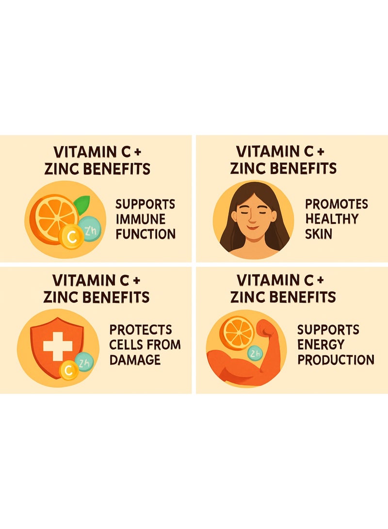O2Vital Vitamin C 1000mg + ZINC 25 MG helps support immune function and overall wellbeing Orange Effervescent Tablets – 20 Tablets - Image 2