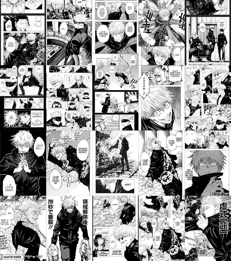 Moment Prints Gojo Satoru Manga Collage Poster Set - Set of 20, 210 mm x 297 mm, W/Self-Adhesive, Premium-Quality Posters, 300 GSM Paper, Anime Posters, Gojo Poster (Gojo Manga 1) - Glue Dots Included, Cardstock  - Image 3