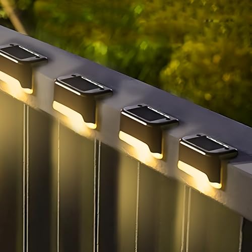 GIGAWATTS Boundary Solar Deck Light | Automatic Sensor Waterproof LED Lamp for Outdoor Use | Energy Efficient Solar Lights for Home Garden Balcony Terrace Fence and Steps (Warm White, Pack of 4) - Image 1
