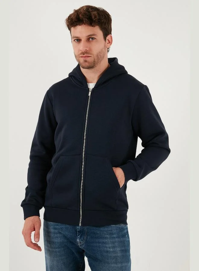 Buratti  Buratti Regular Fit Hooded Zippered Furry Soft Coated Winter Sweat Men's SWEAT 5905340 for Men | Best Price UAE