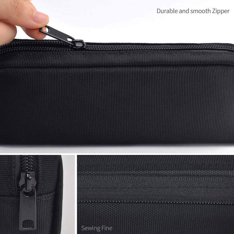 DOBMIT Pencil Pen Case, Big Capacity Pencil Pouch Makeup Bag Durable Office Stationery Organizer - Black - Image 4