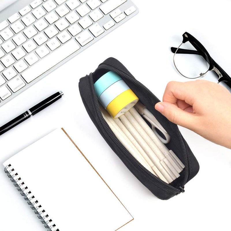 DOBMIT Pencil Pen Case, Big Capacity Pencil Pouch Makeup Bag Durable Office Stationery Organizer - Black - Image 5
