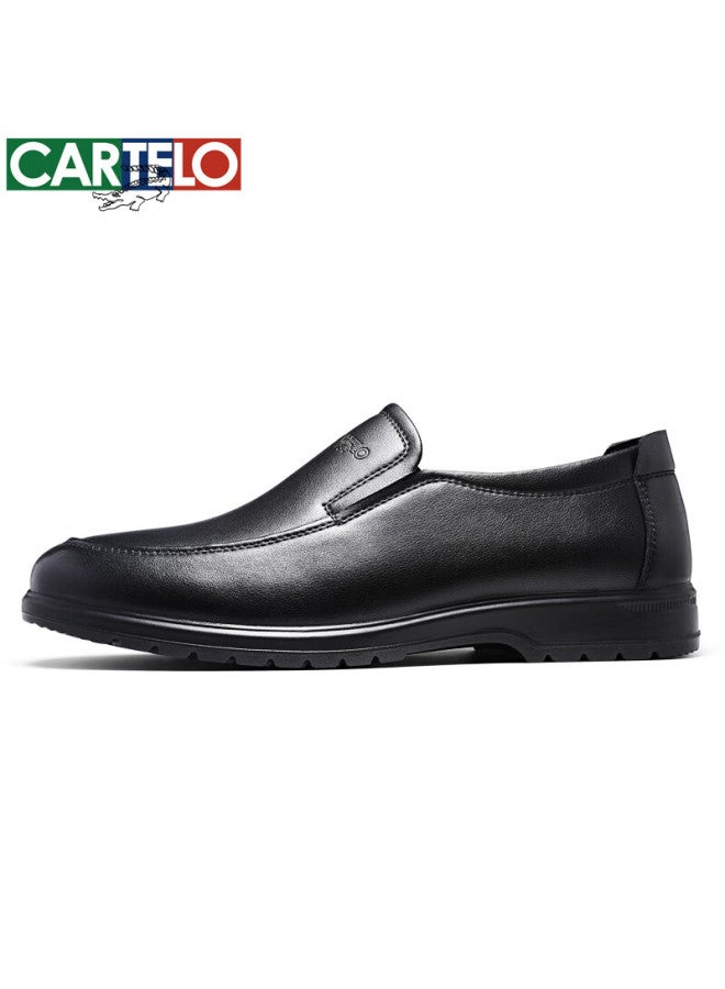 Cartelo Men's Leather Shoes Casual Soft Genuine Leather Business Casual Shoes Men 6210 Black 40 - Image 1