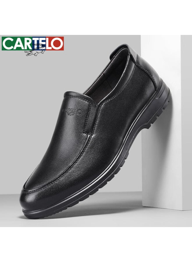 Cartelo Men's Leather Shoes Casual Soft Genuine Leather Business Casual Shoes Men 6210 Black 40 - Image 4