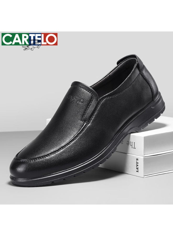 Cartelo Men's Leather Shoes Casual Soft Genuine Leather Business Casual Shoes Men 6210 Black 40 - Image 3