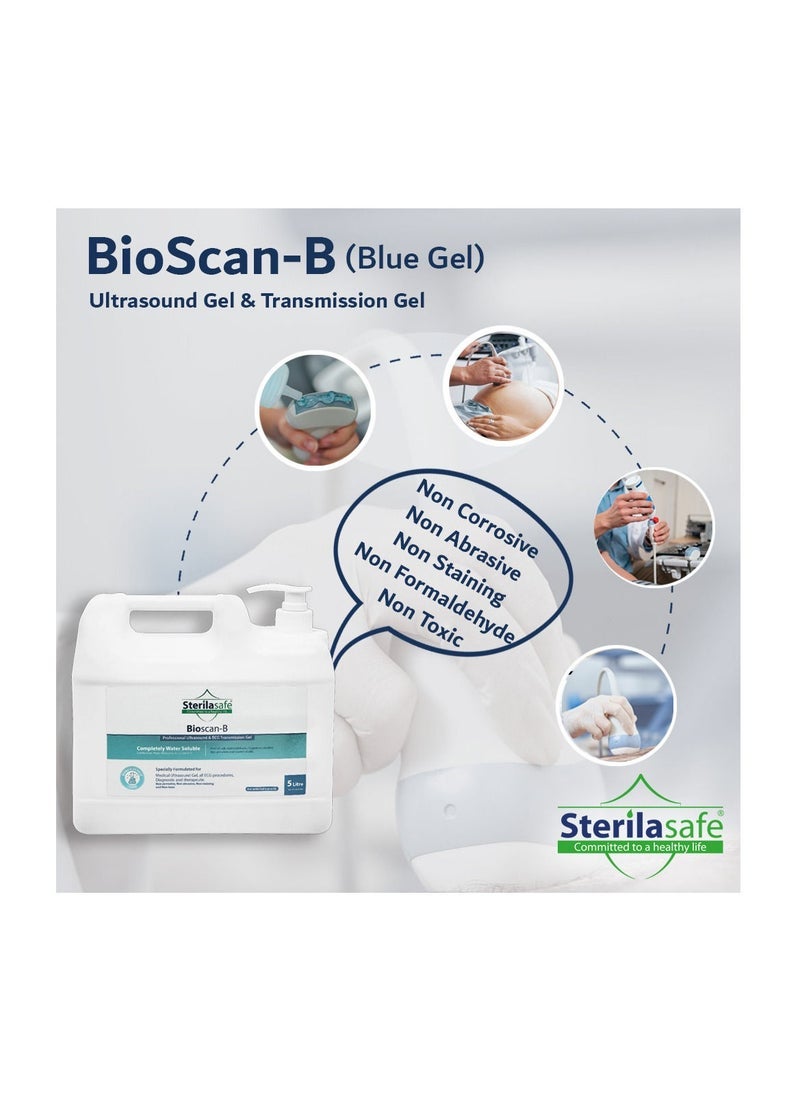 Sterilasafe BioScan B Professional ECG Medical Ultrasound Transmission Gel Blue 5 Litre (With 250ml Free Refill Bottle) - Image 3