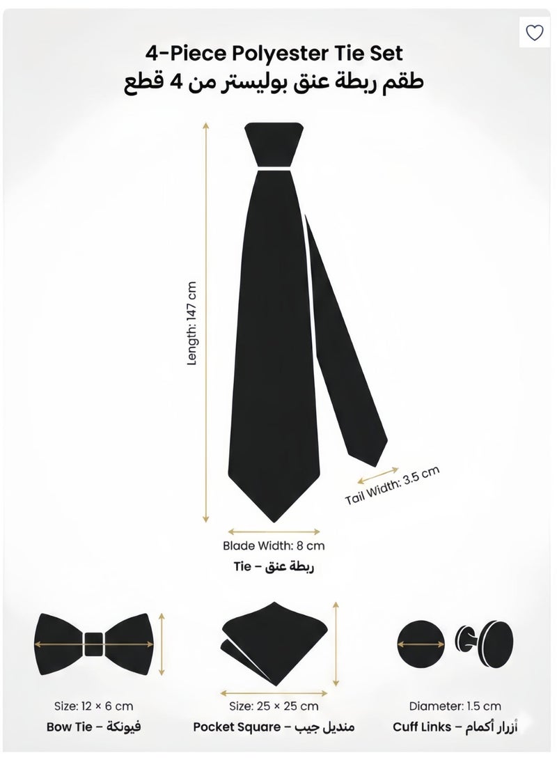 Hiras Men's Striped Tie Gift Set for Wedding & Business | Complete Accessory Collection (Tie, Bow Tie, Cufflinks, Pocket Square) - Grey Blue - Image 4