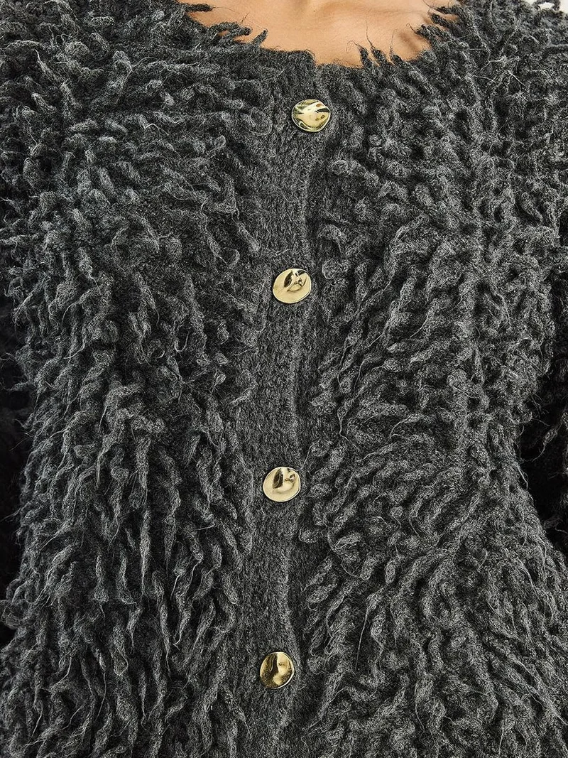 Bianco Lucci LUCCI Textured Button-Up Cardigan