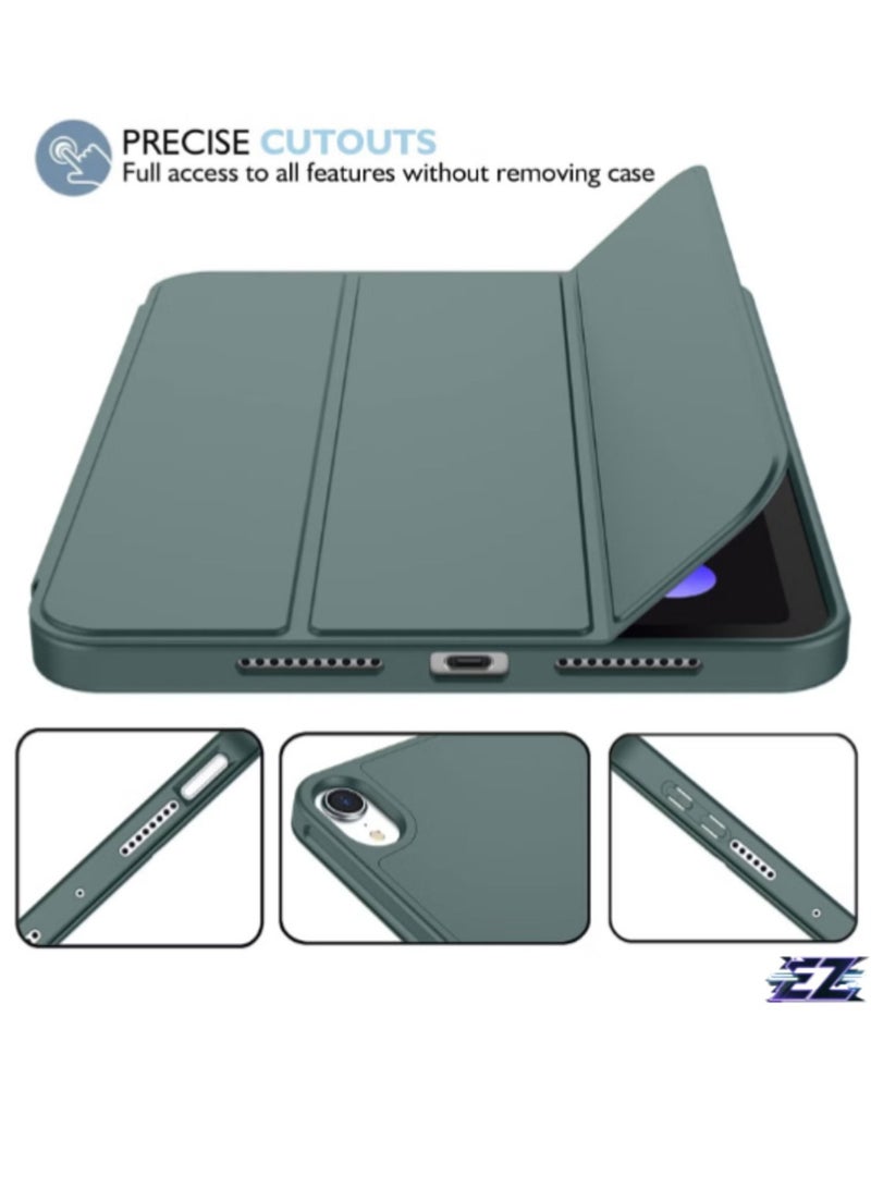 ELTRAZONE iPad Mini 7 Case 2024 – A17 Pro 8.3-Inch 7th Generation Case with Pencil Holder, Trifold Stand, and Soft TPU Back, Green - Image 2