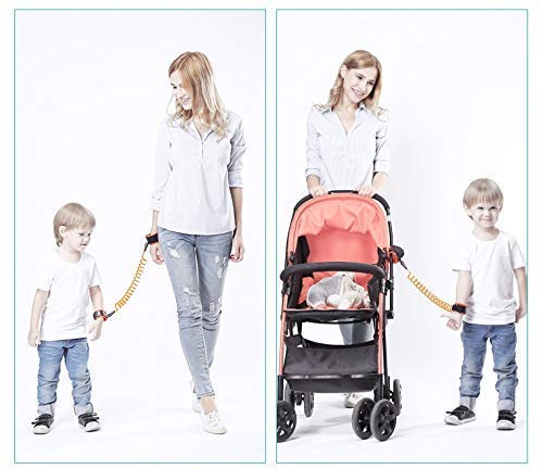 Babies Bloom Kids Anti Lost Wrist Link Flexible Safety Leash Harness Strap Walking Hand Belt Band Wristband Safety Harness Band for Kid(1.5M/ 59Inch) (Orange) - Image 1