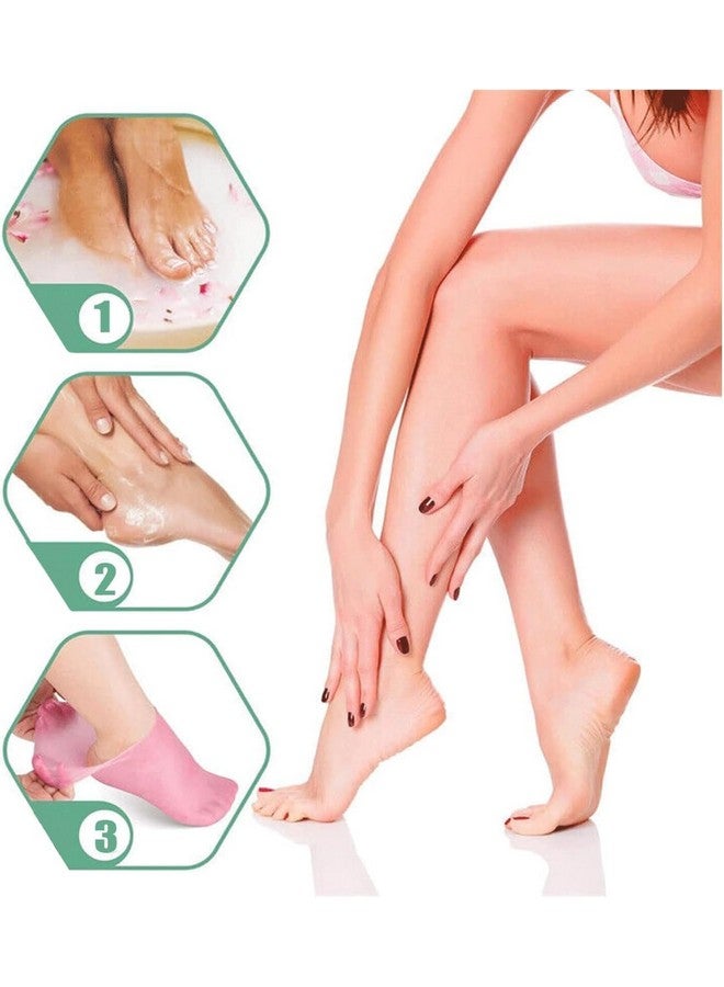 SQUICKLE Silicone Moisturizing Gel Socks Set | Crack Heel Repair Socks With Natural Oil And Vitamin E Repair Dry | Silicone Foot Care Socks For Dry Skin For Women & Girls (Multicolor) (Gel Socks) - Image 3