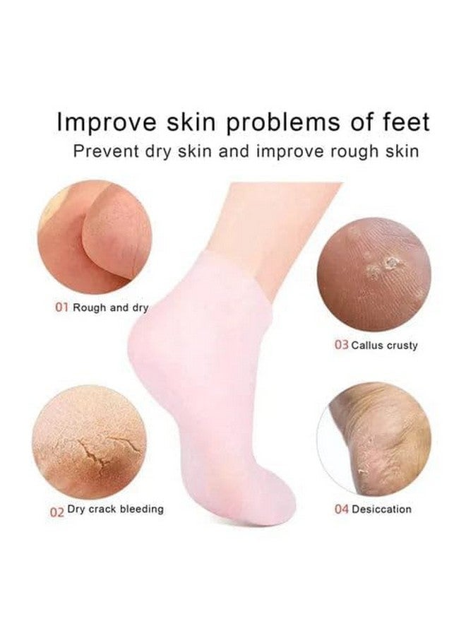 SQUICKLE Silicone Moisturizing Gel Socks Set | Crack Heel Repair Socks With Natural Oil And Vitamin E Repair Dry | Silicone Foot Care Socks For Dry Skin For Women & Girls (Multicolor) (Gel Socks) - Image 5