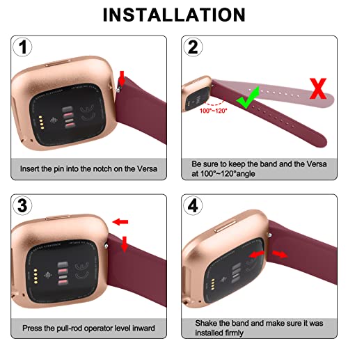 Tobfit Silicone Band for Fitbit Versa 2 Fitness Tracker, Soft Quick-Release Sport Strap for Fitbit Versa SE Fitness Tracker (Watch Not Included), Wristband with Metal Buckle for Men Women(Wine Red) - Image 5