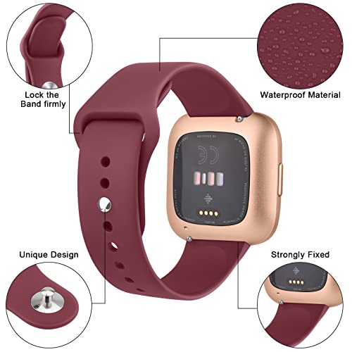 Tobfit Silicone Band for Fitbit Versa 2 Fitness Tracker, Soft Quick-Release Sport Strap for Fitbit Versa SE Fitness Tracker (Watch Not Included), Wristband with Metal Buckle for Men Women(Wine Red) - Image 3