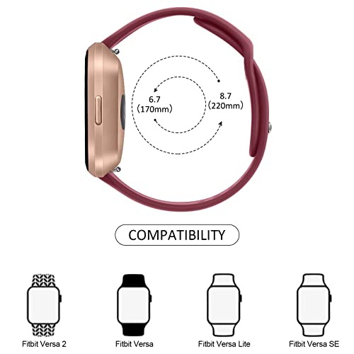 Tobfit Silicone Band for Fitbit Versa 2 Fitness Tracker, Soft Quick-Release Sport Strap for Fitbit Versa SE Fitness Tracker (Watch Not Included), Wristband with Metal Buckle for Men Women(Wine Red) - Image 2