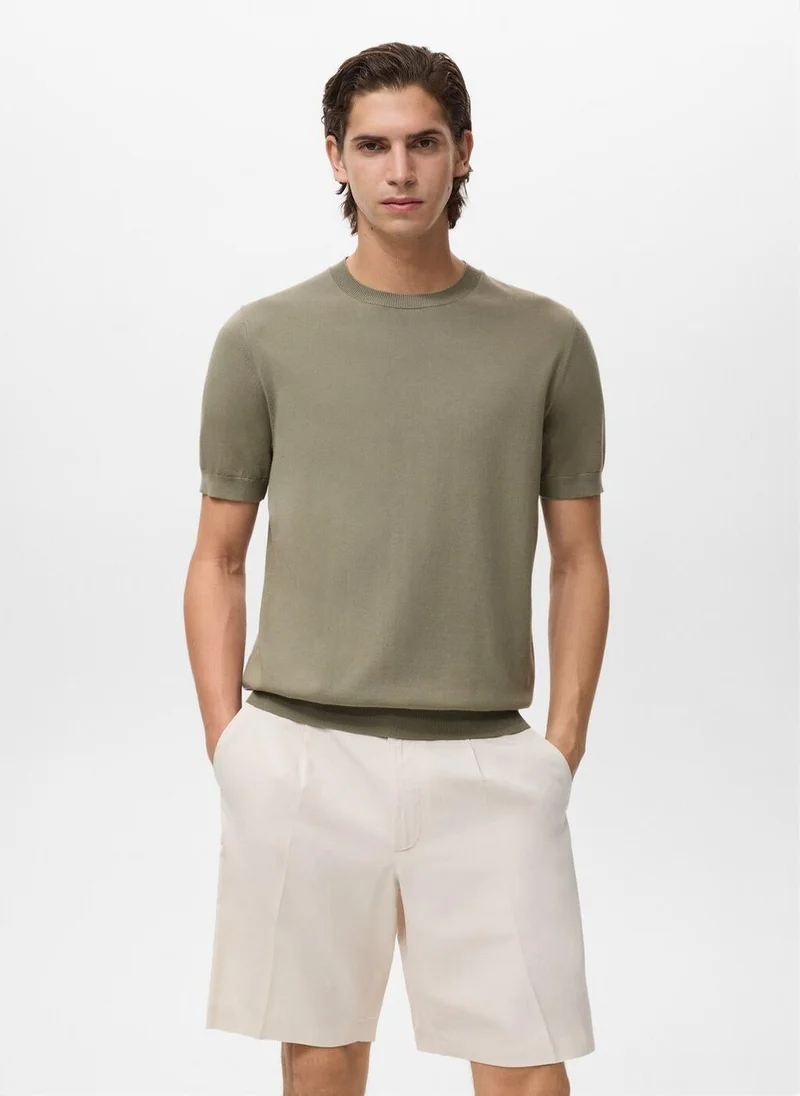 Mango Man Cotton Fine-Knit T-Shirt