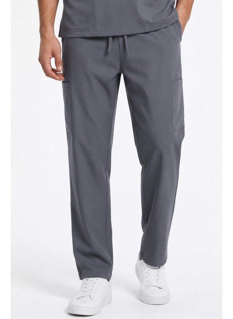 FITUP Men's Medical Scrub  Set | LMS 500  | V-Neck | 9 Pockets | Breathable | Lightweight | Hospital Uniform | Grey - Image 3