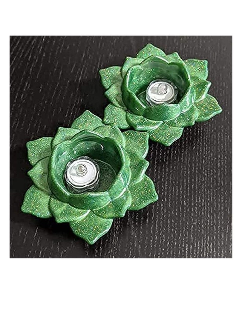 Y&D Lotus Tealight Candles Holders Resin Mould, Flower Candlestick Epoxy Casting Silicone Moulds for DIY Jewelry Box, Trinket Container, Candy Box Home Table Decoration  - Image 2