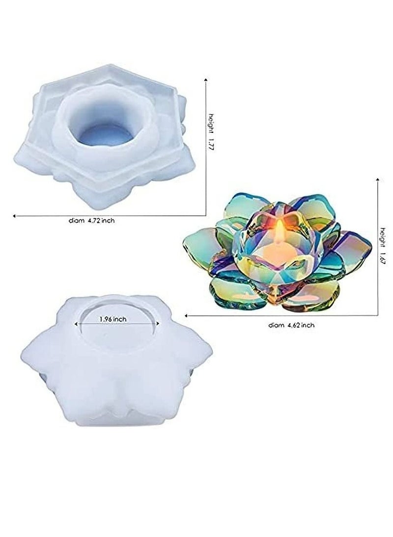 Y&D Lotus Tealight Candles Holders Resin Mould, Flower Candlestick Epoxy Casting Silicone Moulds for DIY Jewelry Box, Trinket Container, Candy Box Home Table Decoration  - Image 5