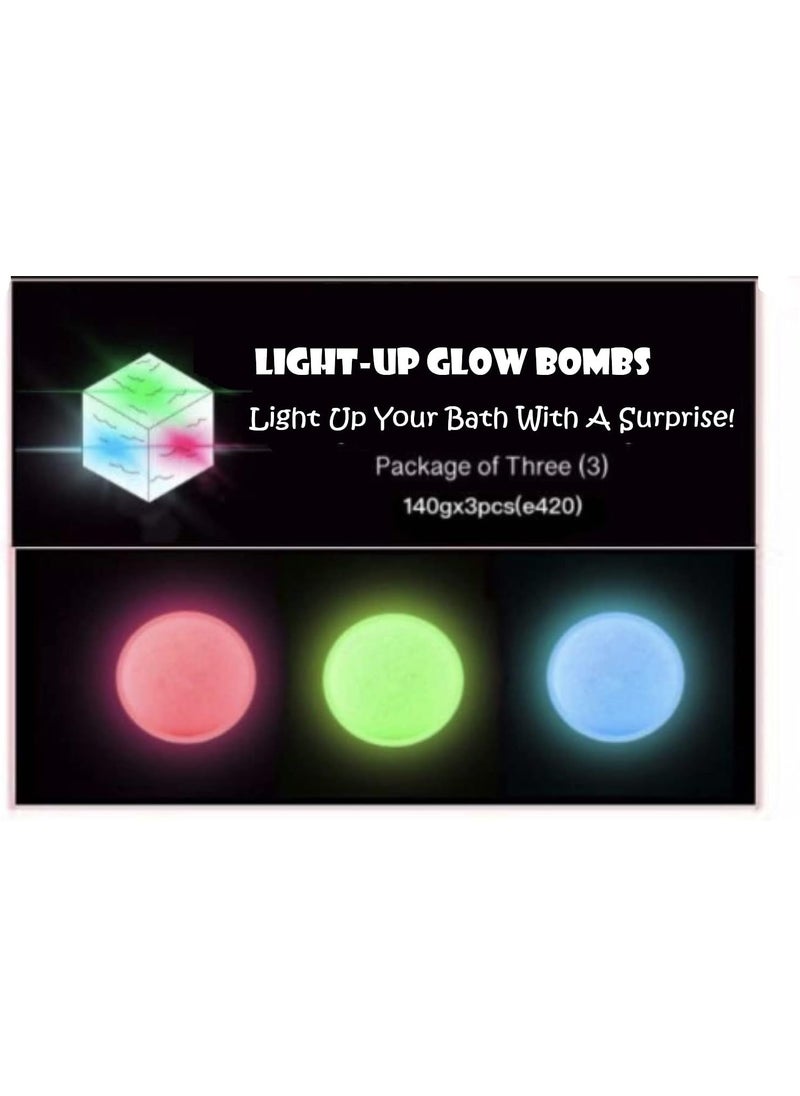 biblebanz Glow in The Dark Light Up Glowing Bath Bombs for Ages 15 and Up Teens Adults Surprise Disco Lights Plastic Glowing Cube Inside  Pink Green Blue Bath Bombs  Fun  Smells Nice Fizz Great Gift Set of 3 