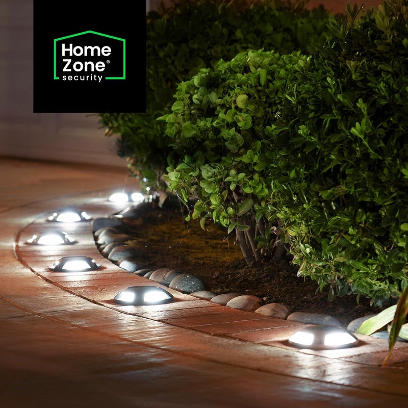 Home zone أضواء سطح شمسية خارجية 4 عبوات 20 لومن مقاومة للماء والطقس، بدون أسلاك، ضوء سياج حساس للتشغيل التلقائي، علبة من الألمنيوم والبلاستيك المتين لتزيين المسار في الحديقة الخلفية - Image 2