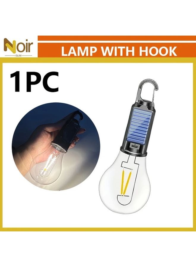 فانوس إل إي دي شمسي A01 محمول مع خطاف و3 أوضاع للتخييم والطوارئ في الهواء الطلق - Image 1