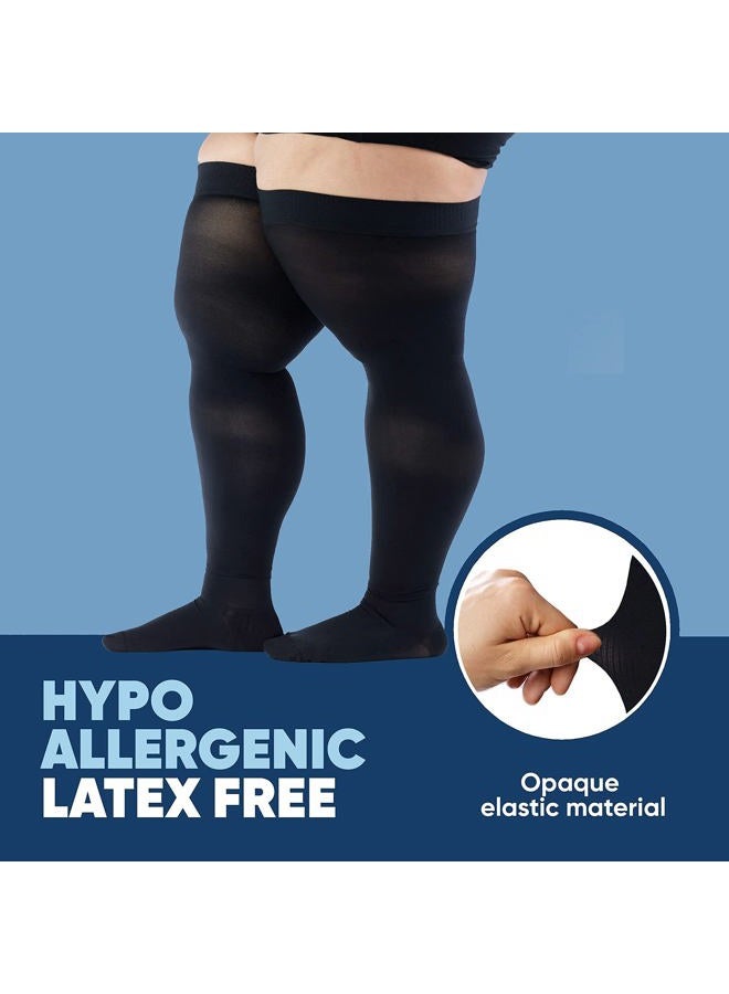 ABSOLUTE SUPPORT XXXL Plus Size Compression Stockings for Men - Thigh High with Grip Top - Firm Graduated Compression 20-30mmHg - Extra Wide Calf Sized - Ribbed Opaque Black, Size 3XL - A2017BL6 - Image 4
