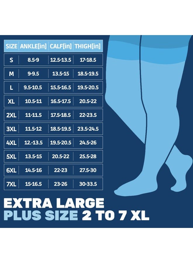 ABSOLUTE SUPPORT XXXL Plus Size Compression Stockings for Men - Thigh High with Grip Top - Firm Graduated Compression 20-30mmHg - Extra Wide Calf Sized - Ribbed Opaque Black, Size 3XL - A2017BL6 - Image 2