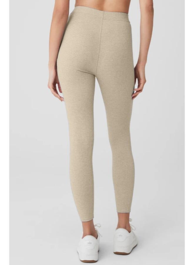 بنطال ضيق مضلع بخصر مطاطي صغير وخصر مرتفع - Image 2