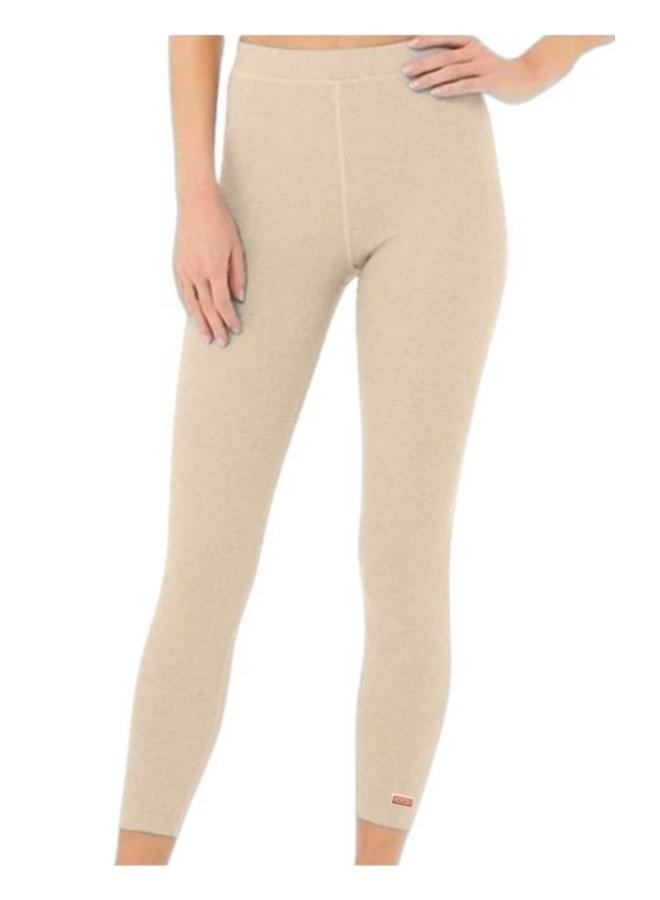 بنطال ضيق مضلع بخصر مطاطي صغير وخصر مرتفع - Image 1