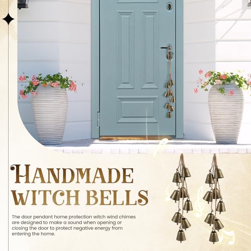 Ausicfen 2 Pack Witch Bells for Door Knob Protection Outdoor Bells Hanging Bells for Door knob Witches Bells Magic Wind Chimes for Home Protection Witch Bells Kit(Rustic) - Image 4