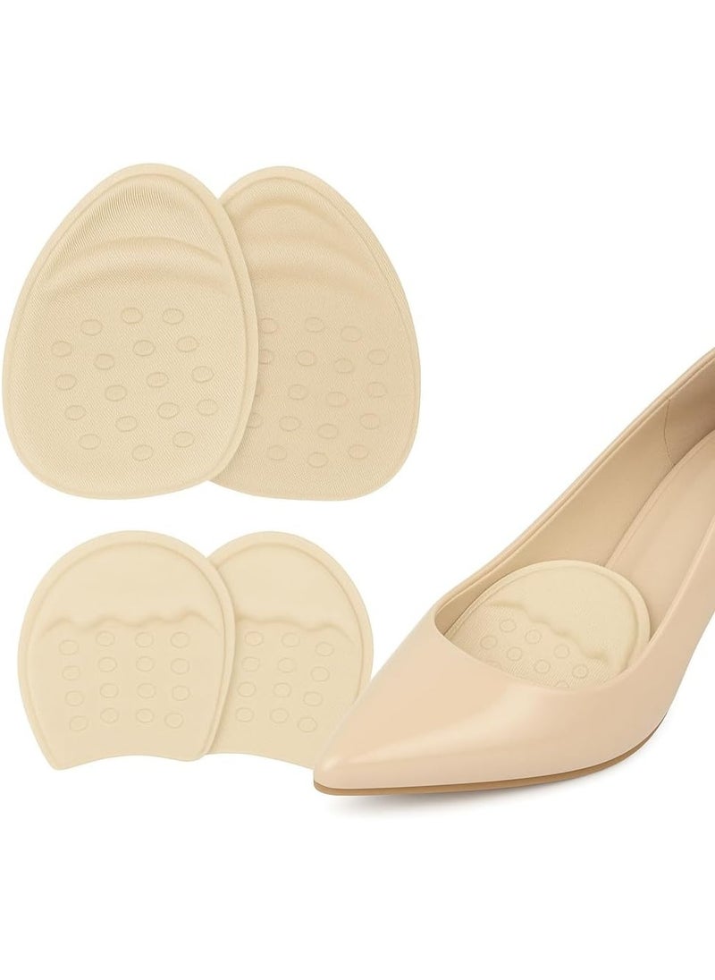 Meetion Foot Pads for Women – 2 Pairs Cushions for Ball of Foot & Heels – Non-Slip Beige Inserts for Pain Relief – Ideal for Sneakers, Work Shoes, Flats & High Heels  - Image 1