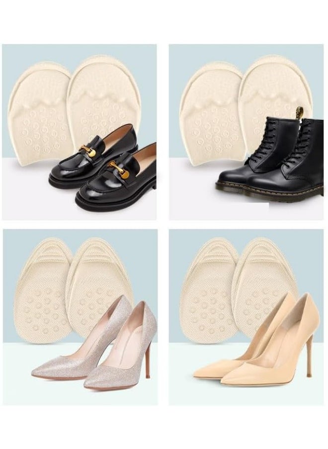 Meetion Foot Pads for Women – 2 Pairs Cushions for Ball of Foot & Heels – Non-Slip Beige Inserts for Pain Relief – Ideal for Sneakers, Work Shoes, Flats & High Heels  - Image 4