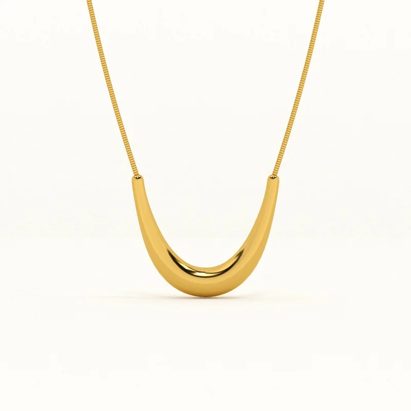 بالموناس PALMONAS 18k Gold Tone Plated Golden Boomerang Necklace
 for Women