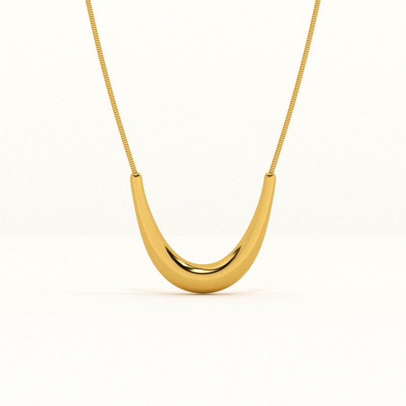 PALMONAS 18k Gold Tone Plated Golden Boomerang Necklace
 for Women - Image 1
